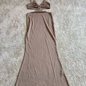 Tan Maxi Dress with Twist Front